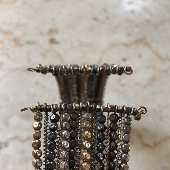 four color attached  faceted  bead cuff bracelet - Picture 7 of 7